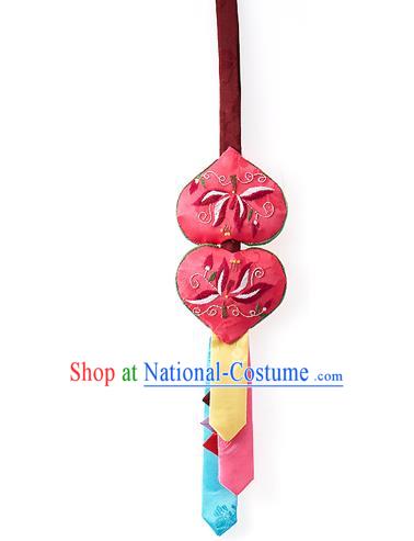 Korean National Belts Accessories Bride Wedding Hanbok Embroidered Pink Waist Pendant, Asian Korean Waist Decorations for Women