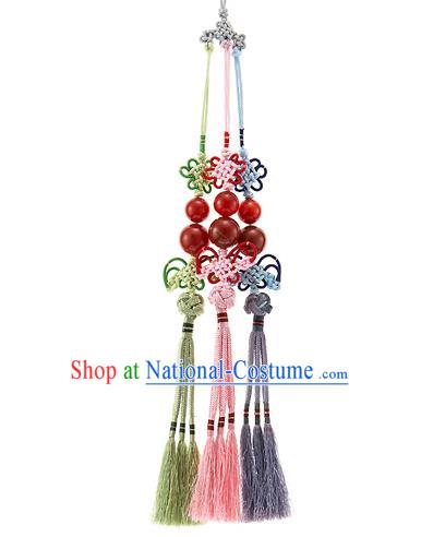 Korean National Accessories Bride Wedding Chinese Knot Beads Waist Pendant, Asian Korean Hanbok Tassel Waist Decorations for Women