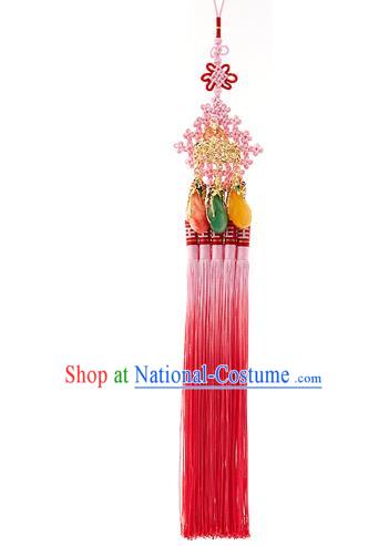 Korean National Accessories Bride Wedding Chinese Knot Pink Waist Pendant, Asian Korean Hanbok Tassel Waist Decorations for Women