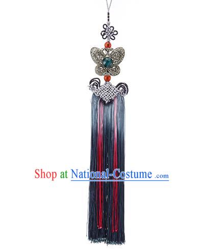 Asian Korean Chinese Knot Tassel Butterfly Waist Decorations, Korean National Belts Accessories Bride Wedding Hanbok Waist Pendant for Women