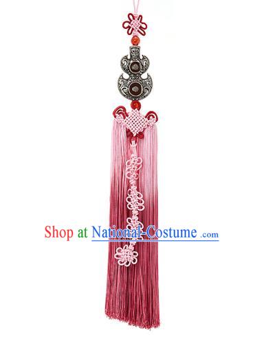 Asian Korean Hanbok Chinese Knot Pink Tassel Waist Decorations, Korean National Belts Accessories Bride Wedding Waist Pendant for Women