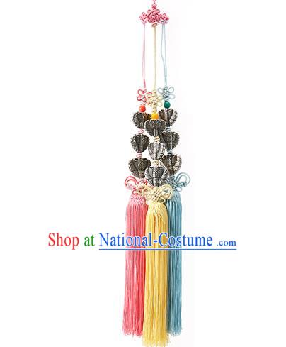 Asian Korean Hanbok Chinese Knot Tassel Waist Decorations, Korean National Belts Accessories Wedding Bride Waist Pendant for Women