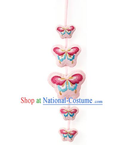 Asian Korean Hanbok Embroidered Flower Pink Butterfly Waist Decorations, Korean National Belts Accessories Wedding Bride Waist Pendant for Women