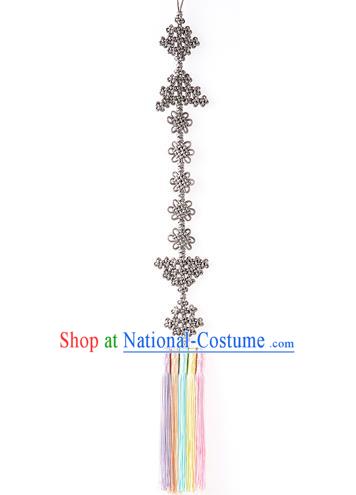 Korean National Belts Accessories Bride Wedding Hanbok Chinese Knots Tassel Waist Pendant, Asian Korean Waist Decorations for Women