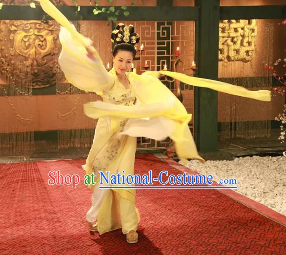 Traditional Chinese Southern and Northern Dynasties Palace Lady Fairy Dance Costume and Headpiece Complete Set