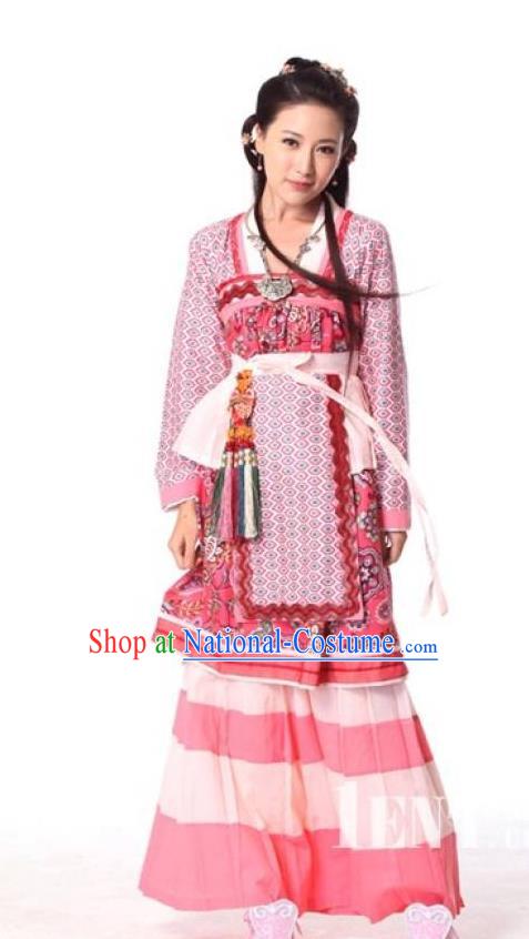 Traditional Chinese Southern and Northern Dynasties Young Lady Swordswomen Embroidered Costume