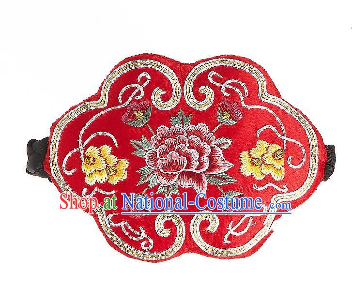 Korean National Hair Accessories Embroidered Flowers Red Hair Clasp, Asian Korean Hanbok Fashion Headwear Headband for Kids