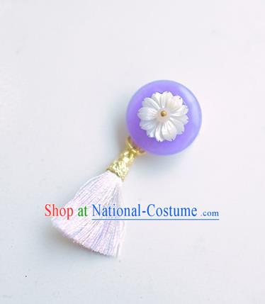 Korean National Accessories Purple Tassel Brooch, Asian Korean Hanbok Fashion Breastpin for Kids