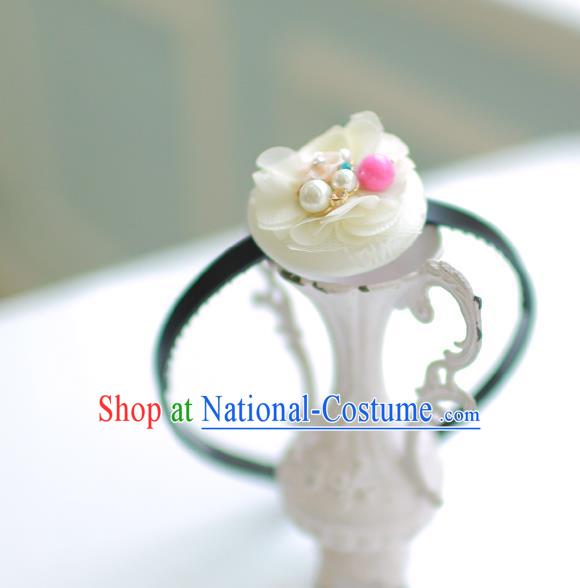 Korean National Hair Accessories White Hair Clasp, Asian Korean Hanbok Fashion Headwear Headband for Kids