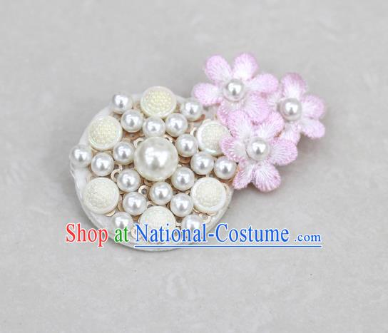 Traditional Korean National Accessories Pearls Brooch, Asian Korean Hanbok Fashion Breastpin for Kids