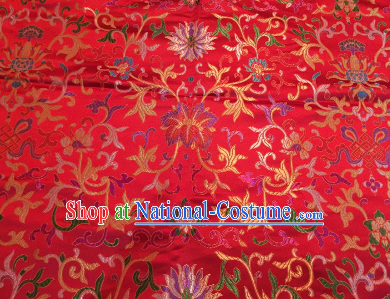 Red Color Chinese Traditional Pattern Design Brocade Fabric Silk Fabric Chinese Fabric Asian Material