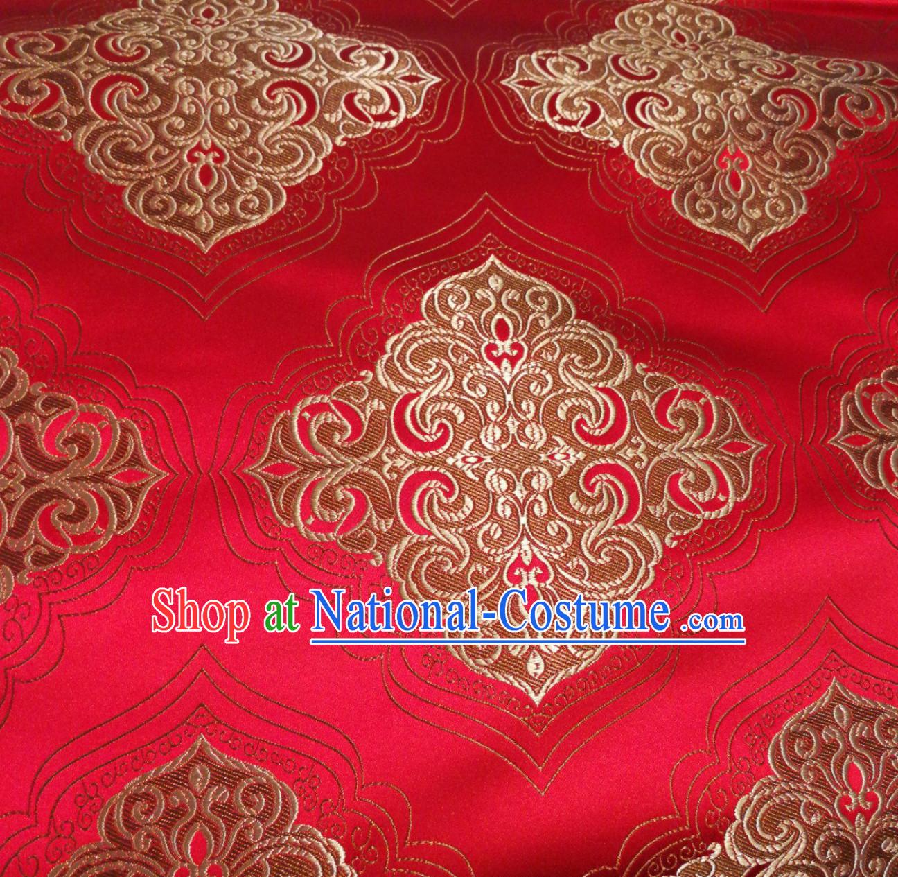 Royal Red Chinese Royal Palace Style Traditional Pattern Design Brocade Fabric Silk Fabric Chinese Fabric Asian Material