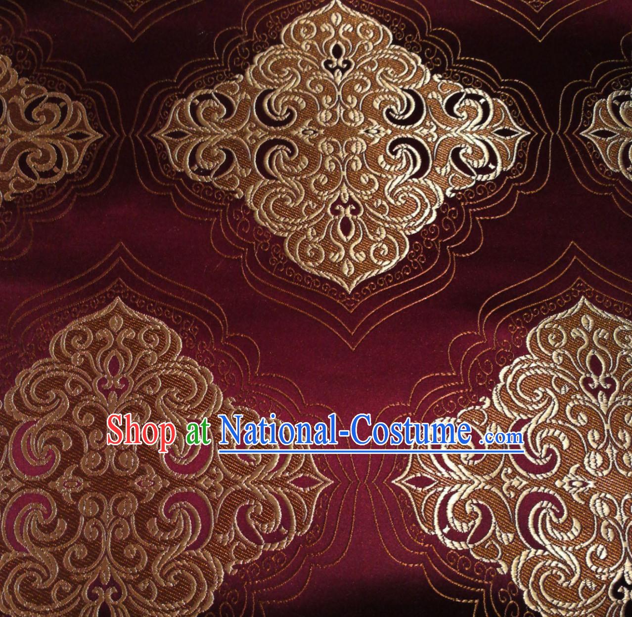 Royal Coffee Color Chinese Royal Palace Style Traditional Pattern Design Brocade Fabric Silk Fabric Chinese Fabric Asian Material