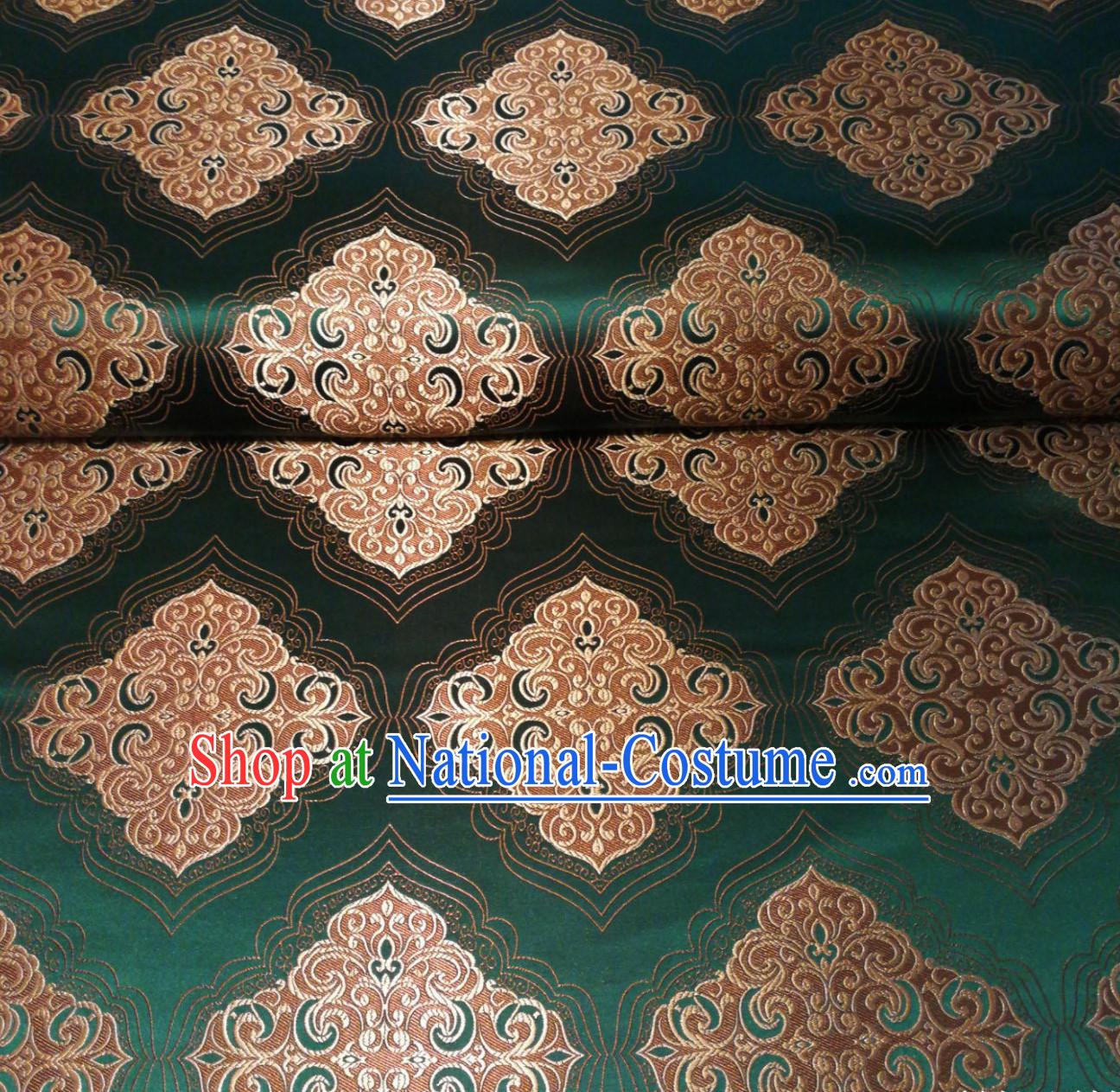 Royal Green Chinese Royal Palace Style Traditional Pattern Design Brocade Fabric Silk Fabric Chinese Fabric Asian Material