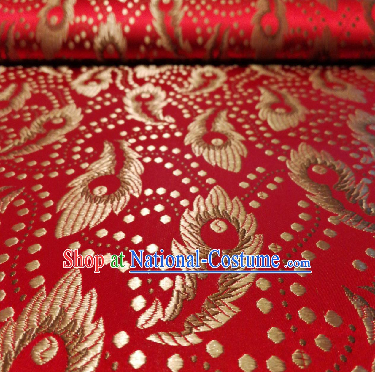 Royal Red Color Chinese Royal Palace Style Traditional Pattern Design Brocade Fabric Silk Fabric Chinese Fabric Asian Material