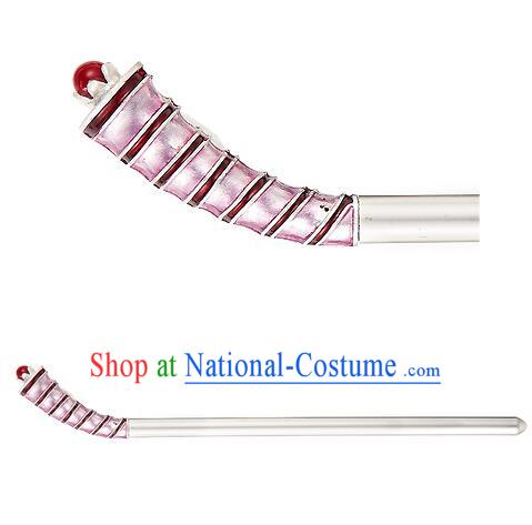 Traditional Korean National Wedding Hair Accessories Bride Palace Cyphers Pink Hairpins, Korean Hanbok Fashion Hair Stick Headwear for Women