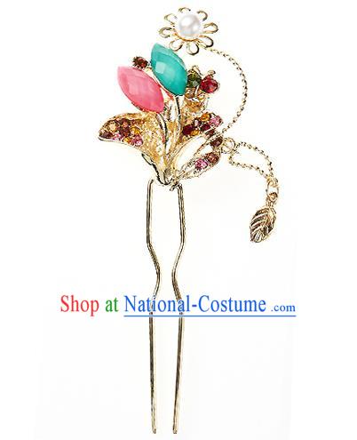 Traditional Korean National Hair Accessories Bride Wedding Crystal Butterfly Hairpins, Asian Korean Hanbok Fashion Headwear Hair Stick for Women