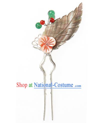 Traditional Korean National Hair Accessories Leaf Hairpins, Korean Palace Hanbok Fashion Headwear for Women