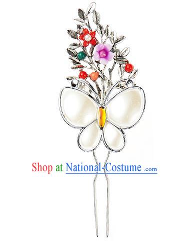 Traditional Korean National Hair Accessories Butterfly Flowers Hairpins, Korean Palace Hanbok Fashion Headwear for Women