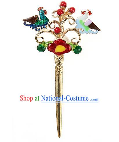 Traditional Korean National Hair Accessories Mandarin Duck Hairpins, Korean Palace Hanbok Fashion Headwear for Women