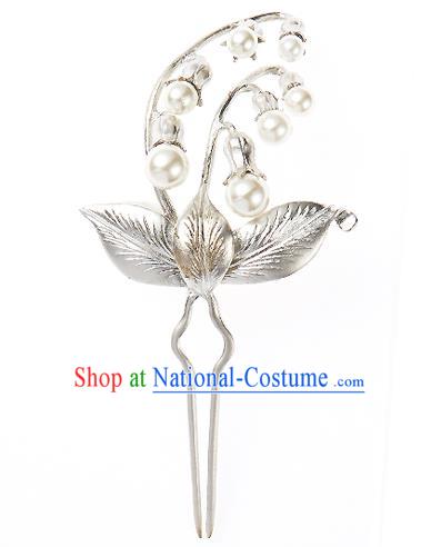 Korean National Wedding Hair Accessories Bride Pearls Hairpins, Korean Hanbok Fashion Palace Hair Stick for Women