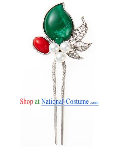 Korean National Wedding Hair Accessories Bride Hairpins Green Hair Clip, Korean Hanbok Fashion Palace Hair Clasp for Women