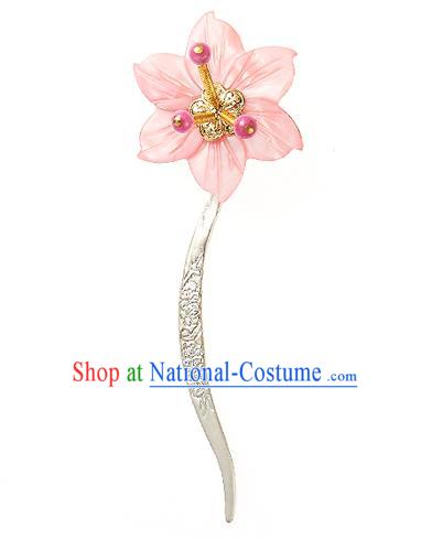 Korean National Wedding Hair Accessories Bride Hairpins Pink Flower Hair Clip, Korean Hanbok Fashion Palace Hair Clasp for Women