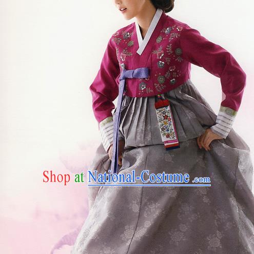 Asian Korean National Traditional Handmade Formal Occasions Bride Embroidered Wedding Hanbok Costume Complete Set