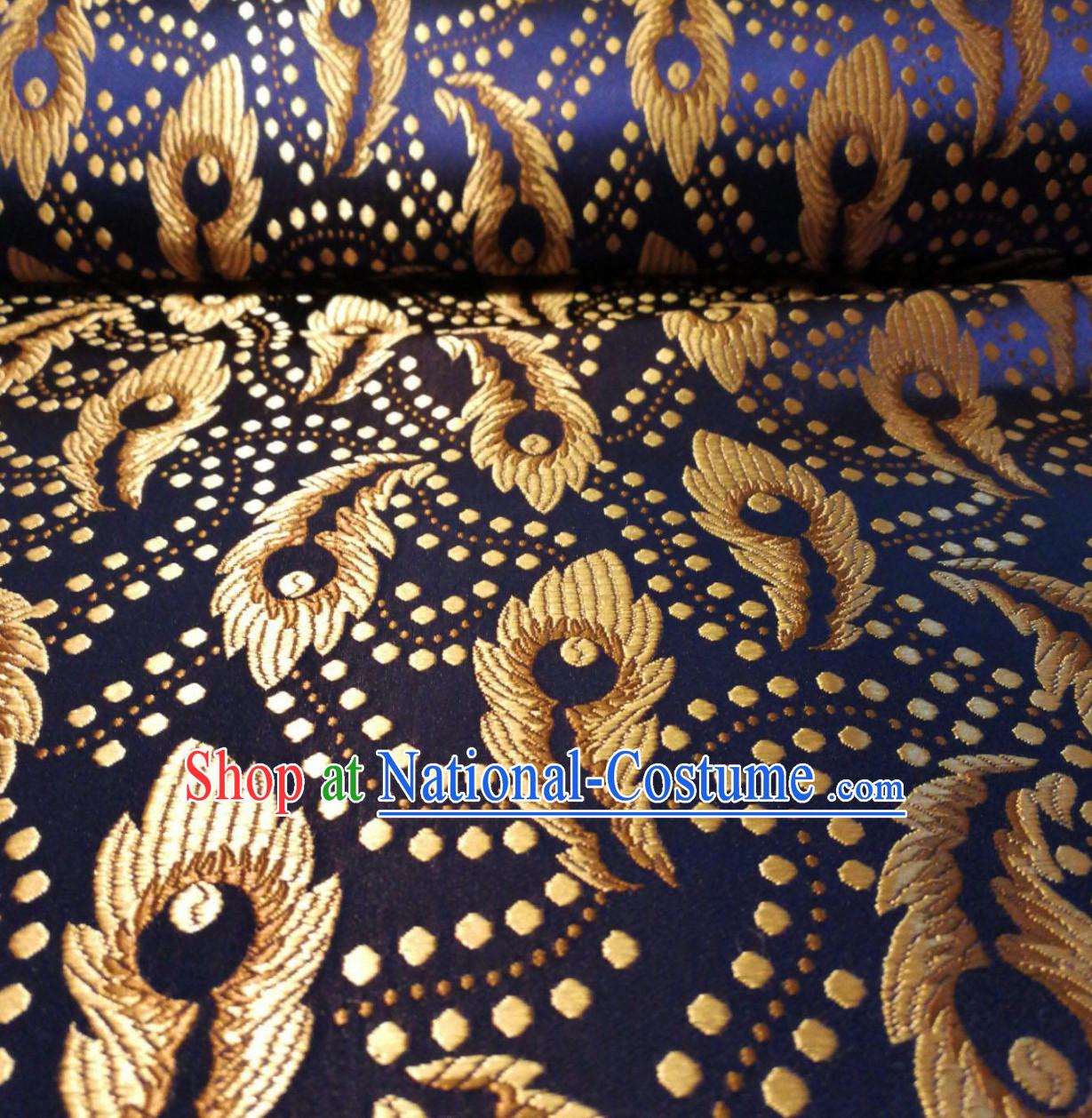 Royal Blue Color Chinese Royal Palace Style Traditional Pattern Design Brocade Fabric Silk Fabric Chinese Fabric Asian Material