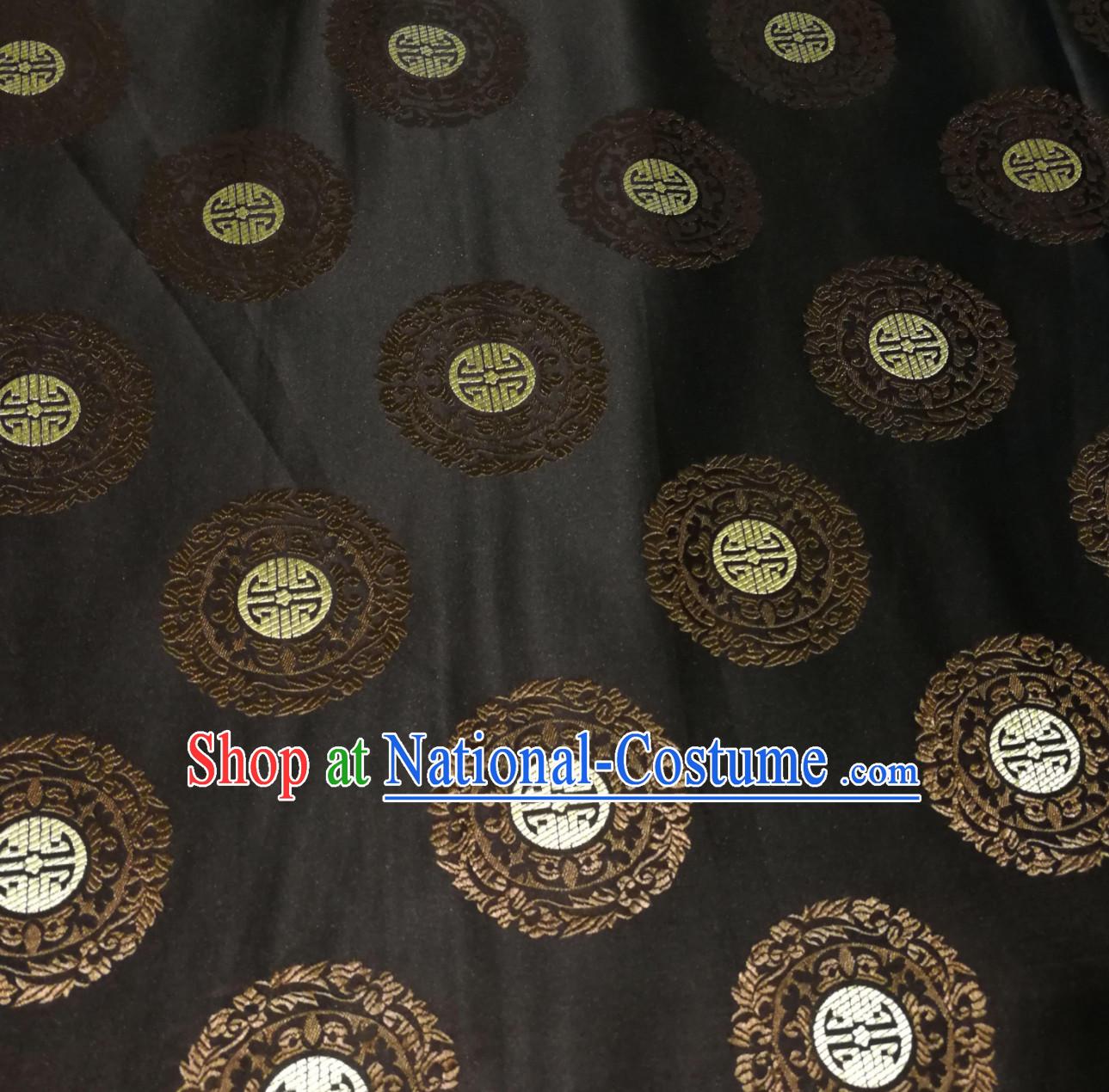 Black Color Chinese Royal Palace Style Traditional Pattern Design Brocade Fabric Silk Fabric Chinese Fabric Asian Material