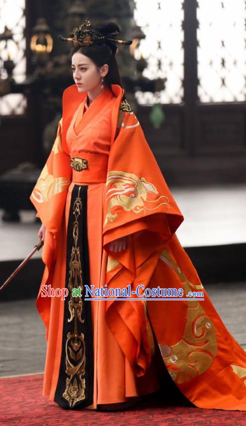 Traditional Chinese Qin Dynasty Imperial Empress Costume, Asian China Ancient Palace Lady Embroidered Tailing Clothing for Women