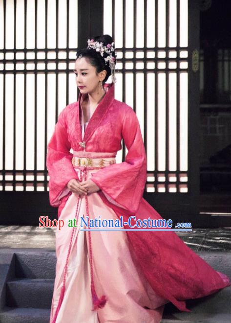 Traditional Chinese Tang Dynasty Imperial Concubine Costume and Headpiece Complete Set, Asian China Ancient Palace Dress Clothing for Women