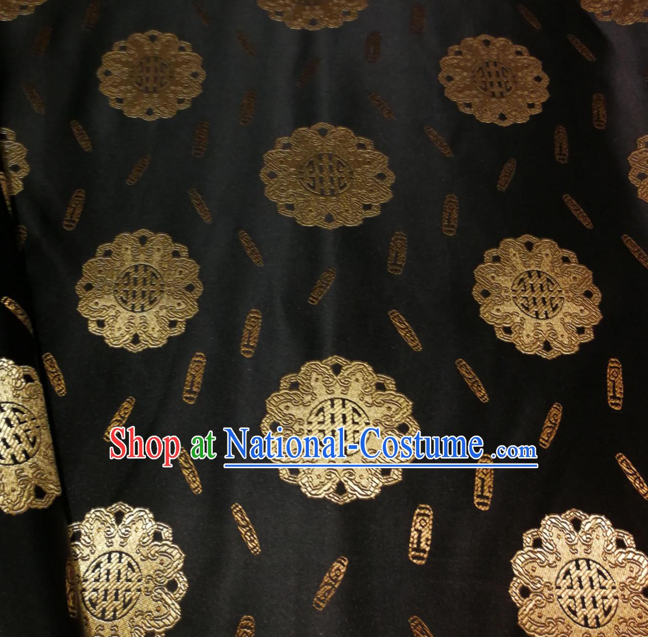 Black Color Chinese Royal Palace Style Traditional Pattern Design Brocade Fabric Silk Fabric Chinese Fabric Asian Material