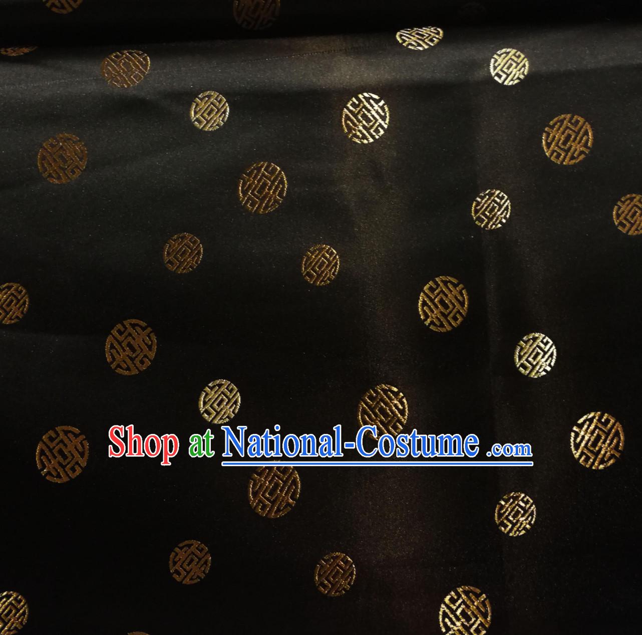 Black Color Chinese Royal Palace Style Traditional Pattern Design Brocade Fabric Silk Fabric Chinese Fabric Asian Material