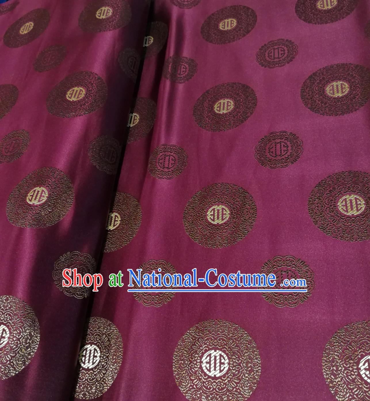 Purple Color Chinese Royal Palace Style Traditional Pattern Design Brocade Fabric Silk Fabric Chinese Fabric Asian Material