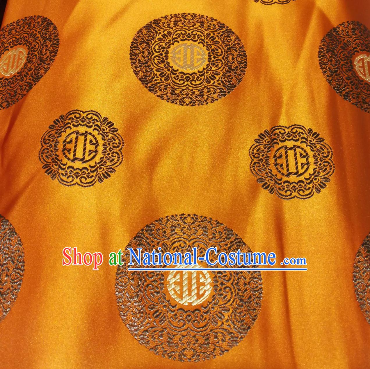 Yellow Color Chinese Royal Palace Style Traditional Pattern Design Brocade Fabric Silk Fabric Chinese Fabric Asian Material