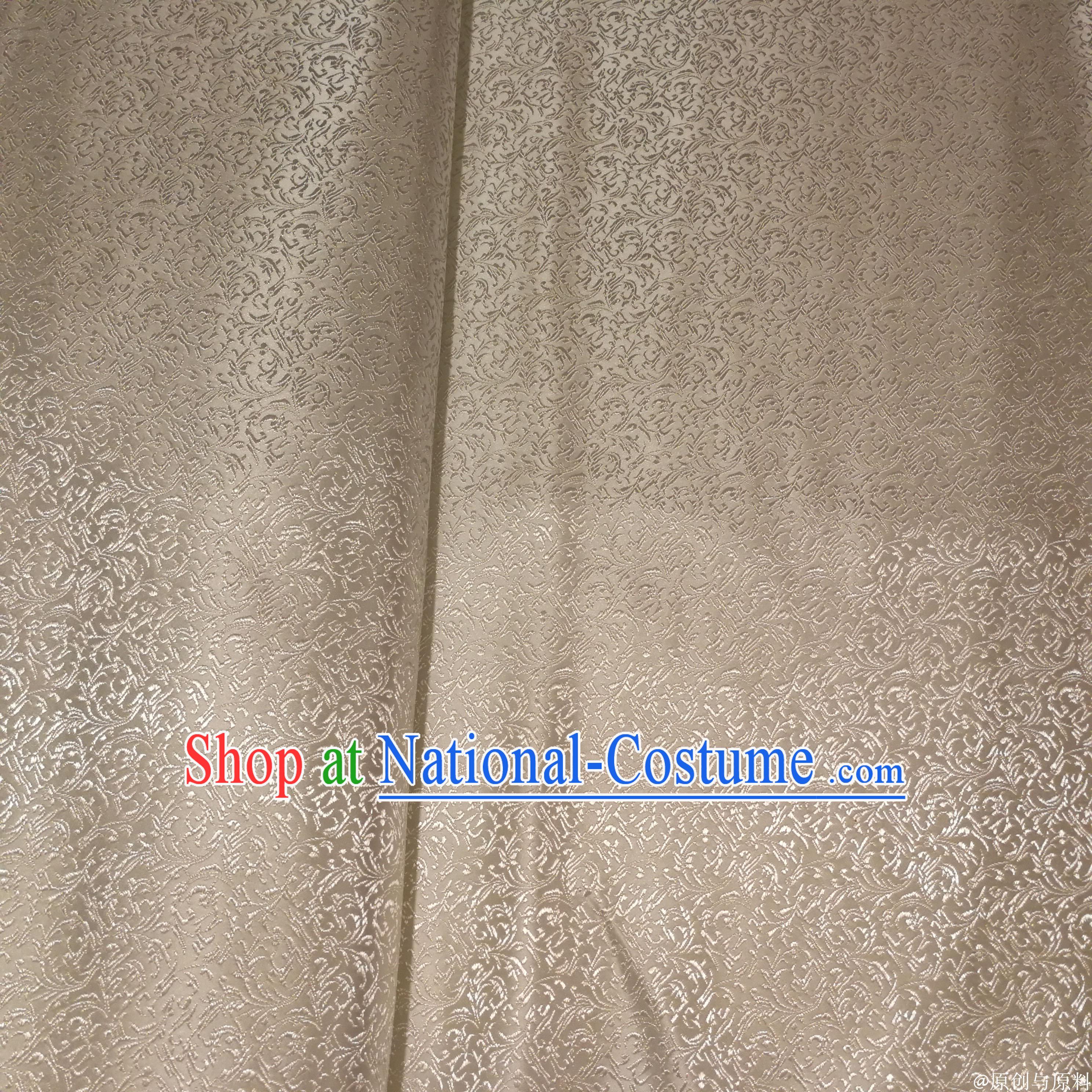 White Color Chinese Royal Palace Style Traditional Pattern Flower Design Brocade Fabric Silk Fabric Chinese Fabric Asian Material