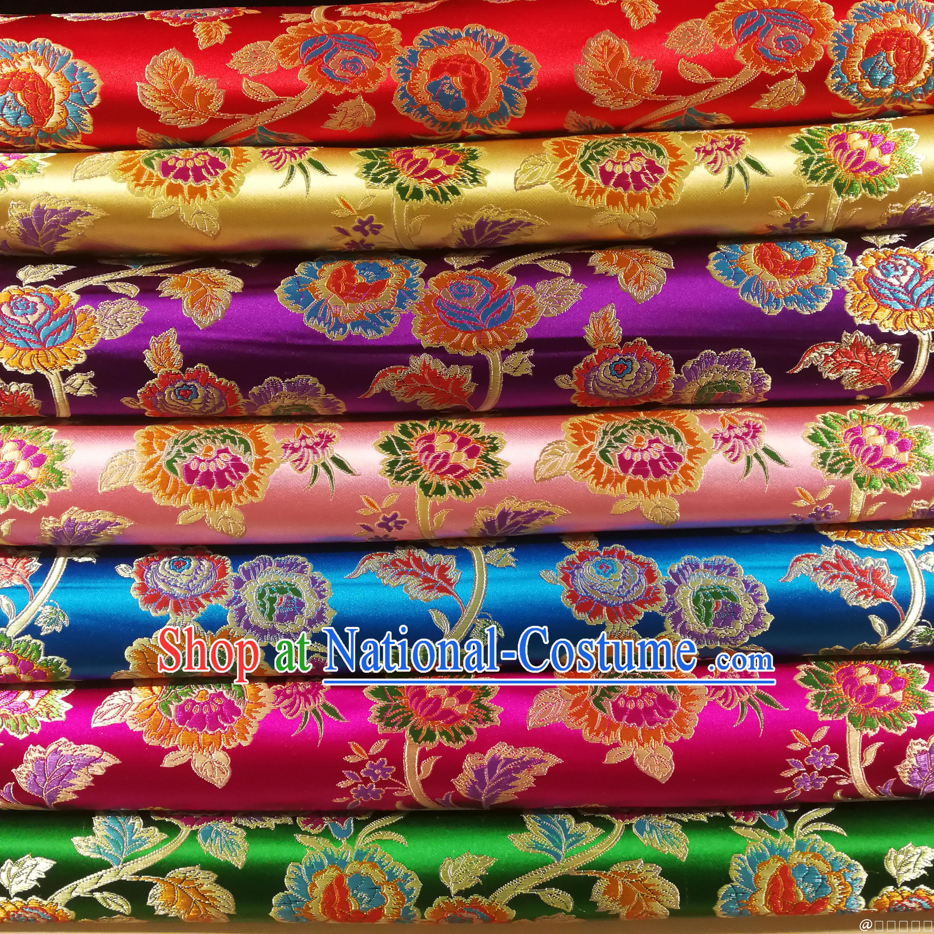 Chinese Royal Palace Style Traditional Pattern Peony Flower Design Brocade Fabric Silk Fabric Chinese Fabric Asian Material