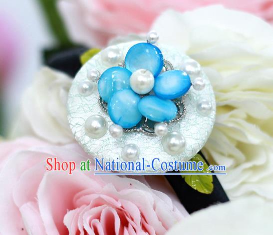 Korean National Hair Accessories Blue Flower Hair Stick, Asian Korean Hanbok Fashion Headwear Headband for Kids