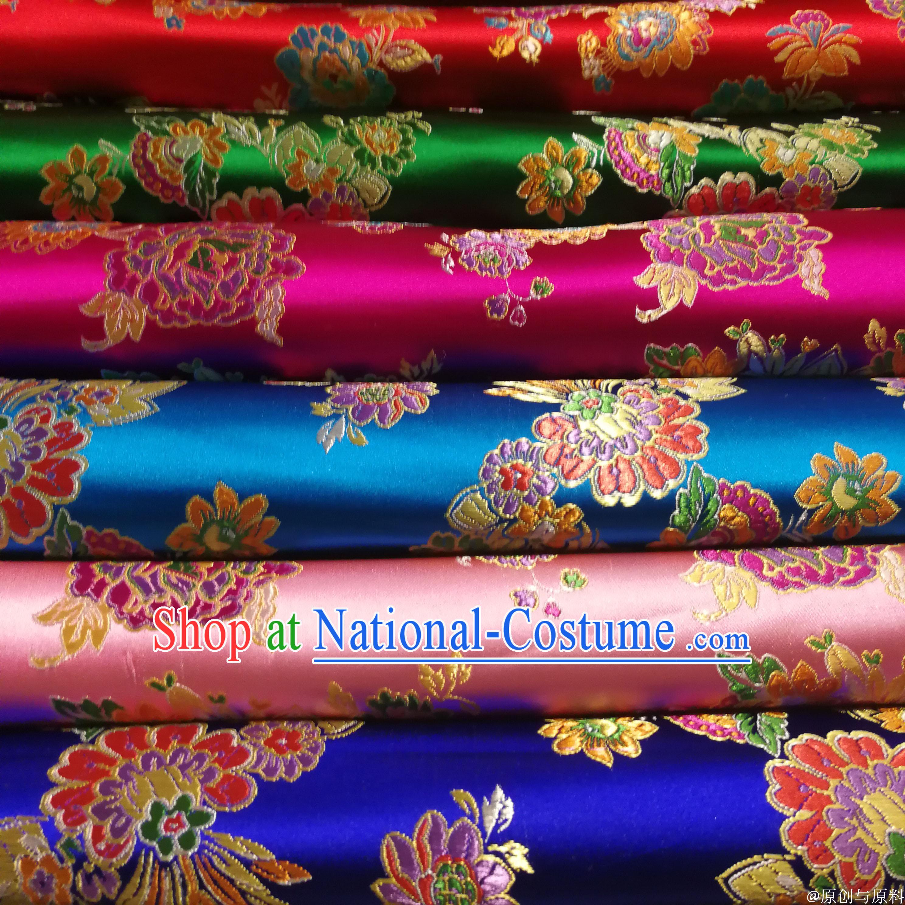 Asian Chinese Royal Palace Style Traditional Pattern Peony Flower Design Brocade Fabric Silk Fabric Chinese Fabric Asian Material