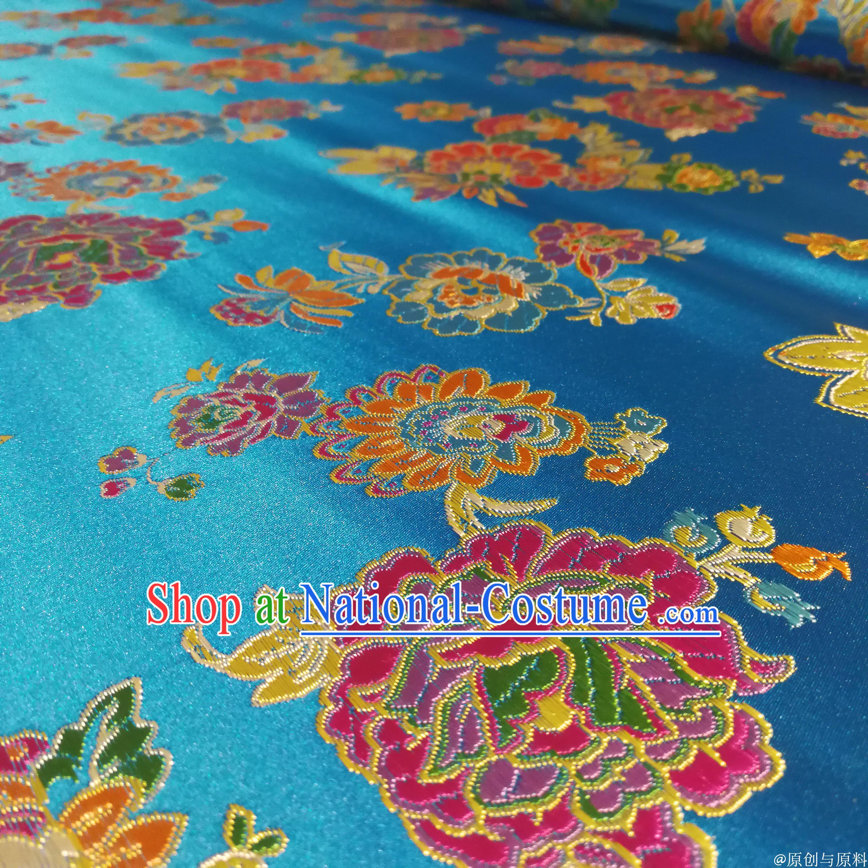 Asian Chinese Royal Palace Style Traditional Pattern Peony Flower Design Brocade Fabric Silk Fabric Chinese Fabric Asian Material