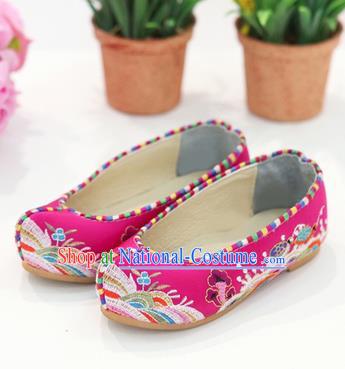 Traditional Korean National Wedding Shoes Embroidered Shoes, Asian Korean Hanbok Flat Shoes for Kids