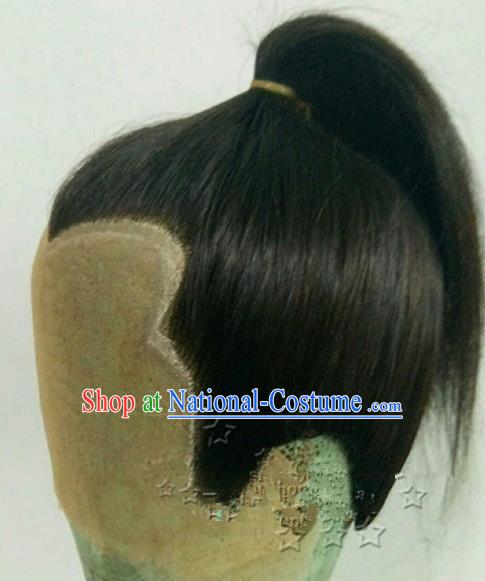 Chinese Ancient Opera Swordsman Wig, Traditional Chinese Beijing Opera Taoist Priest Wig Sheath for Men