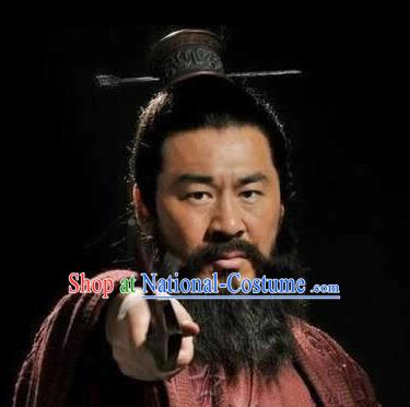 Chinese Ancient Opera Han Dynasty Chancellor Whiskers Mustache, Traditional Chinese Beijing Opera Old Men Full Beard for Men