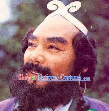 Chinese Ancient Journey to the West Monk Sha Beard, Traditional Chinese Beijing Opera Taoist Priest Mustache for Men