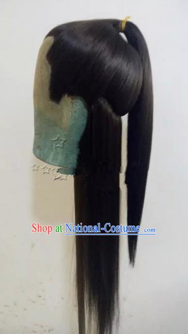 Chinese Ancient Swordsman Long Wig Set Beijing Opera False Beard Mustache