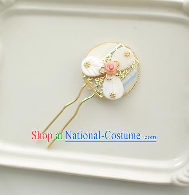 Korean National Hair Accessories White Shell Hairpins, Asian Korean Hanbok Fashion Bride Wedding Hair Stick Headwear for Women