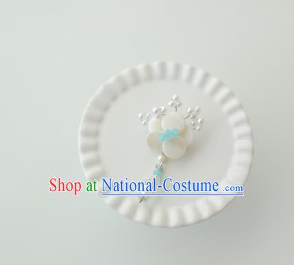 Korean National Accessories Girls White Begonia Green Beads Brooch, Asian Korean Hanbok Fashion Bride Breastpin for Kids