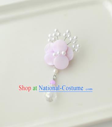 Korean National Accessories Girls Pink Begonia Brooch, Asian Korean Hanbok Fashion Bride Breastpin for Kids