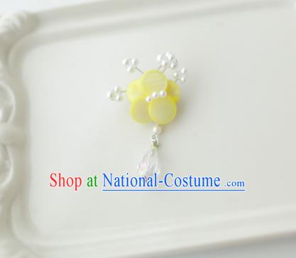 Korean National Accessories Girls Yellow Begonia Brooch, Asian Korean Hanbok Fashion Bride Breastpin for Kids